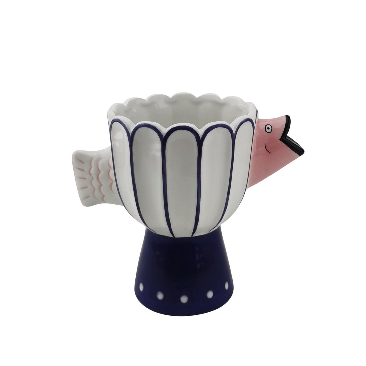 Vase - Fish- Dolomite -Blue/White/Pink -21x13.5x18cm