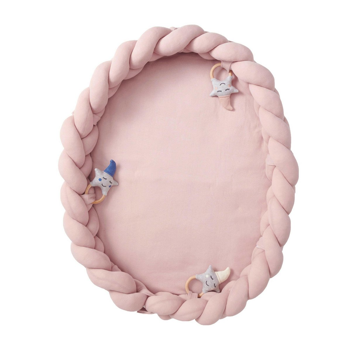 Pink braided cot bumper
