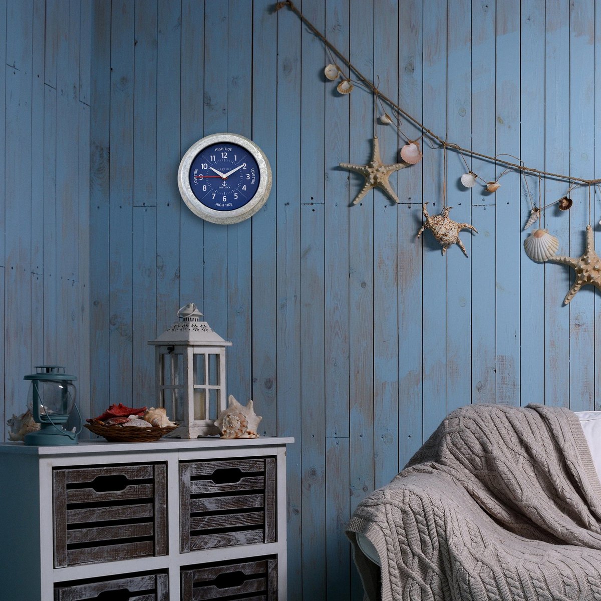 Wall Clock - with Tide Status - 22cm - Galvanized silver/ Tide