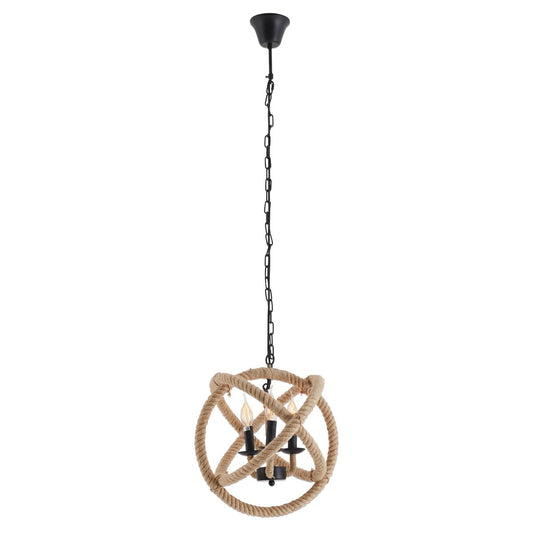 Taklampa "Regia", svart metall, hamparep, E27-sockel, belysning för vardagsrum, matsal eller kontor, 43 cm diameter