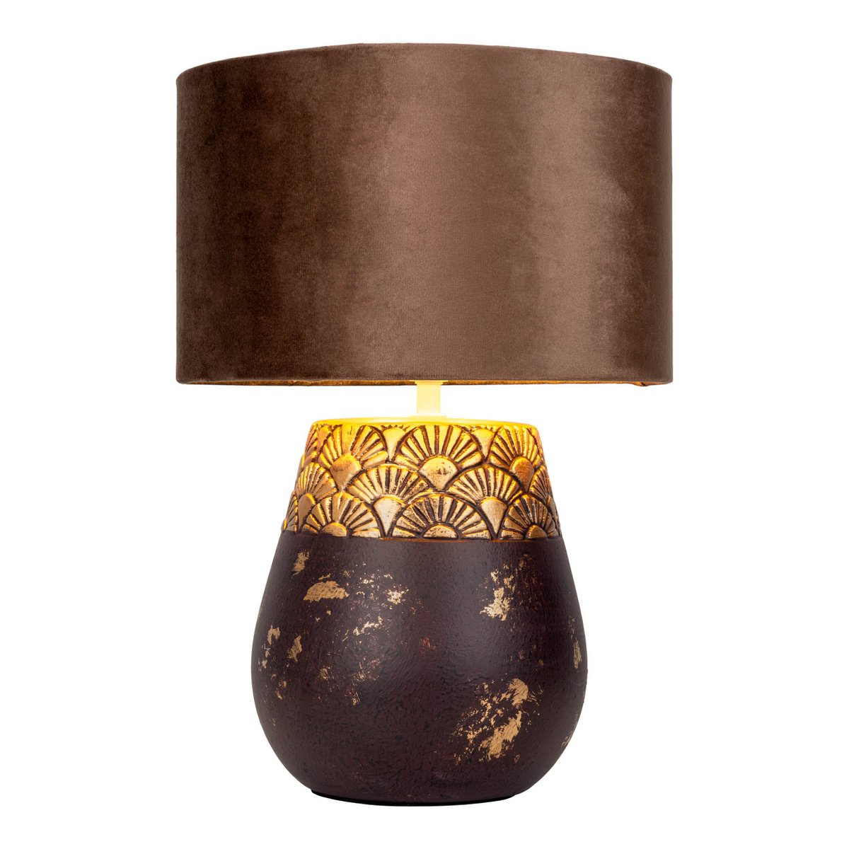 Keramikbordslampa "Bronco", bordslampa, keramik, beige/grå, med E14-sockel, för matsal, vardagsrum, hall eller kontor, 39 cm hög