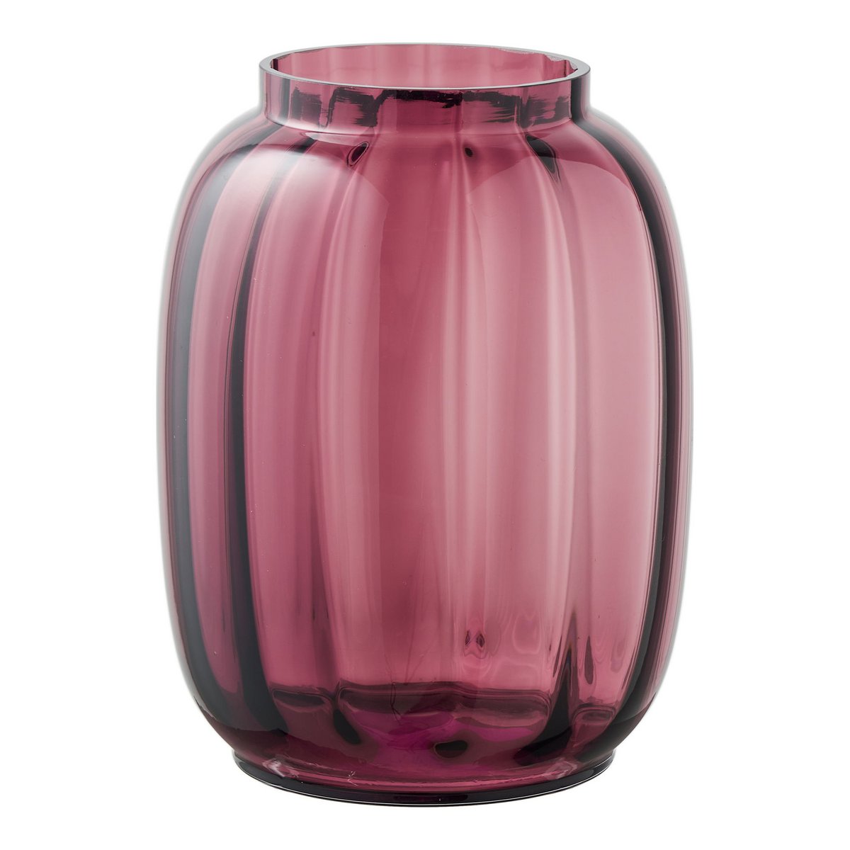 Vase, mouth blown glass, smoked red, ø17x21 cm