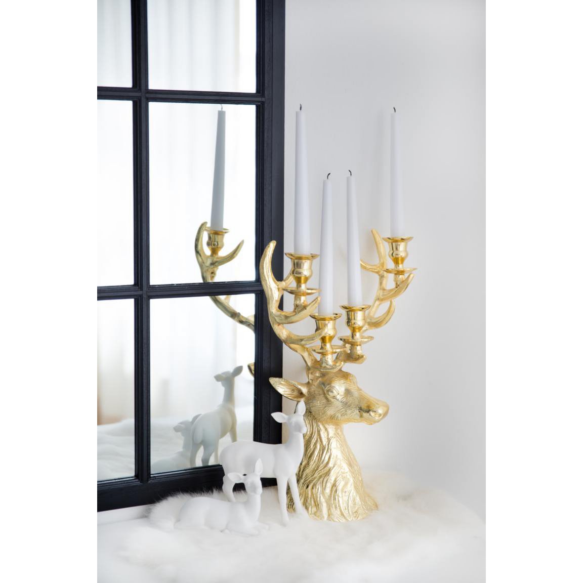 EDZARD candle holder Hirsch Richard for 4 candles, height 43 cm, gold-colored nickel-plated aluminum