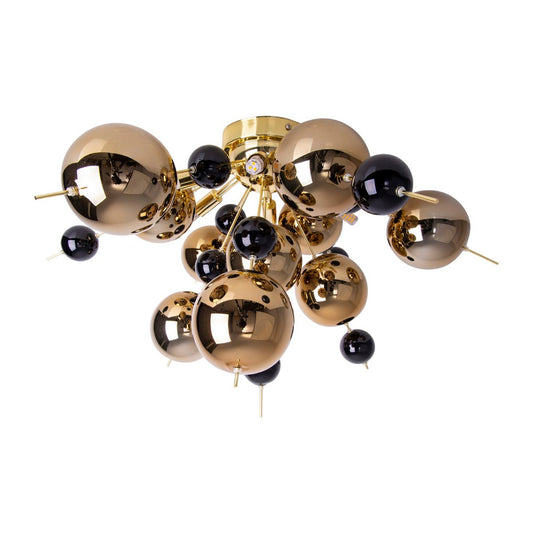 Taklampa "explosion" guld i metall och glas, G9-socklar, taklampa för matsal, vardagsrum, hall eller kontor, Ø57 cm