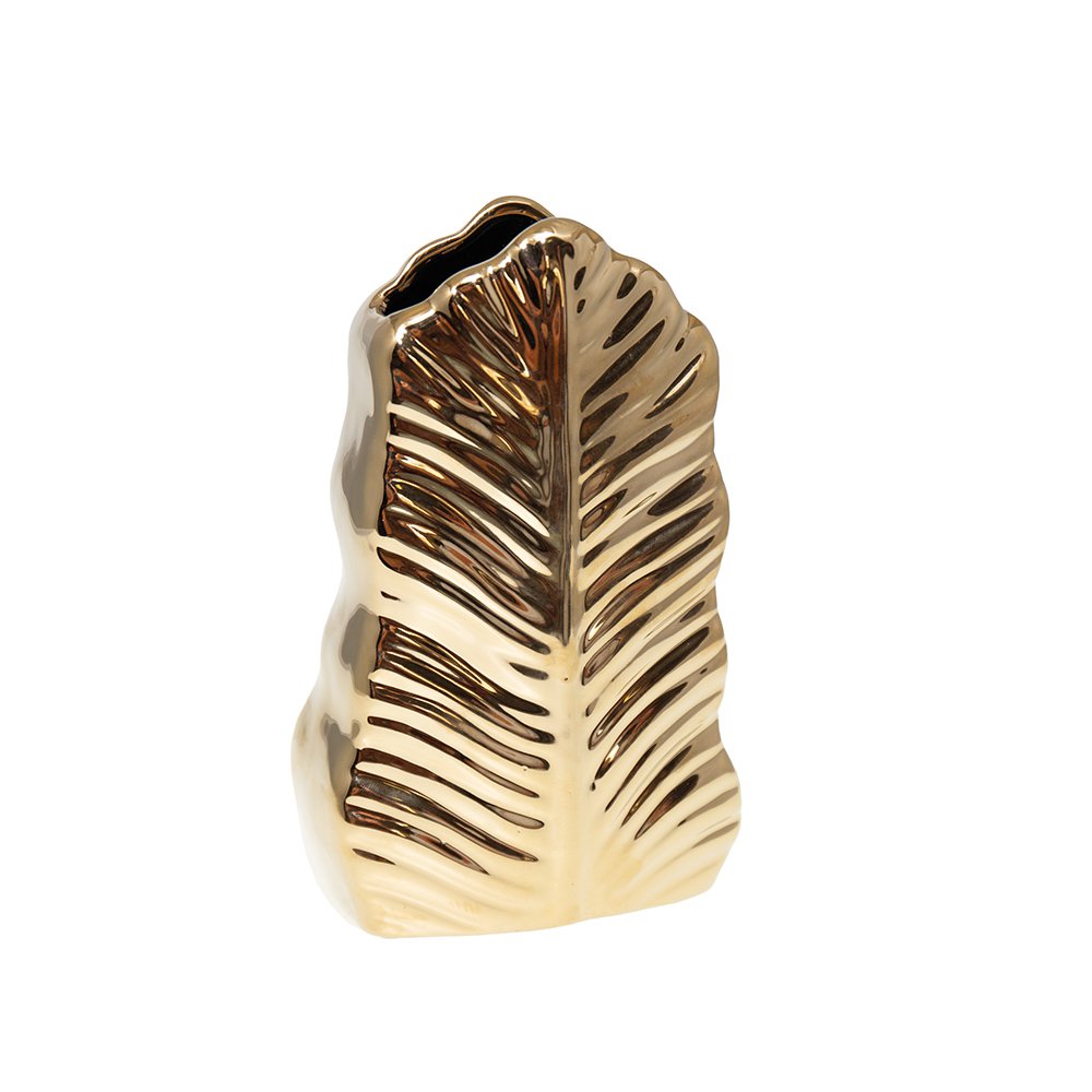 Vas i keramik med bladguld 13x7.5x21cm
