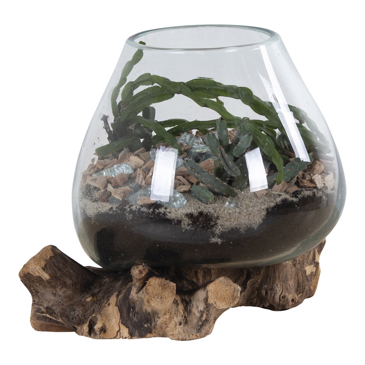 San Marino Waterdrop – Natur, Teakträ/Glas/Stål, 18x20x20 cm