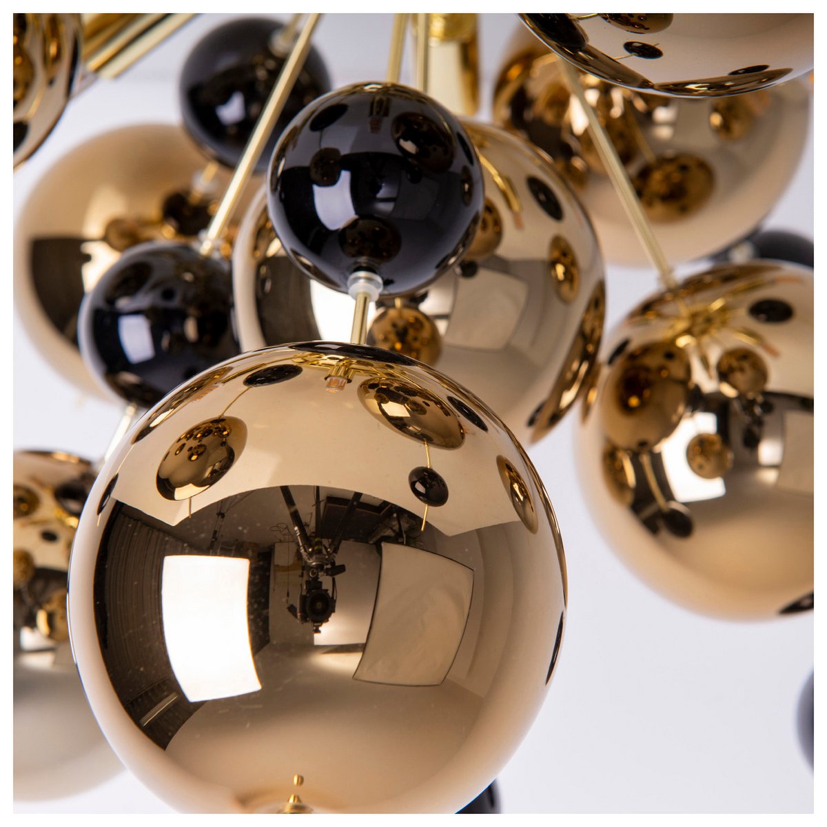 Ceiling lamp "explosion" gold made of metal and glass, G9 versions, ceiling lamp for dining room, living room, hallway or office, Ø57 cm