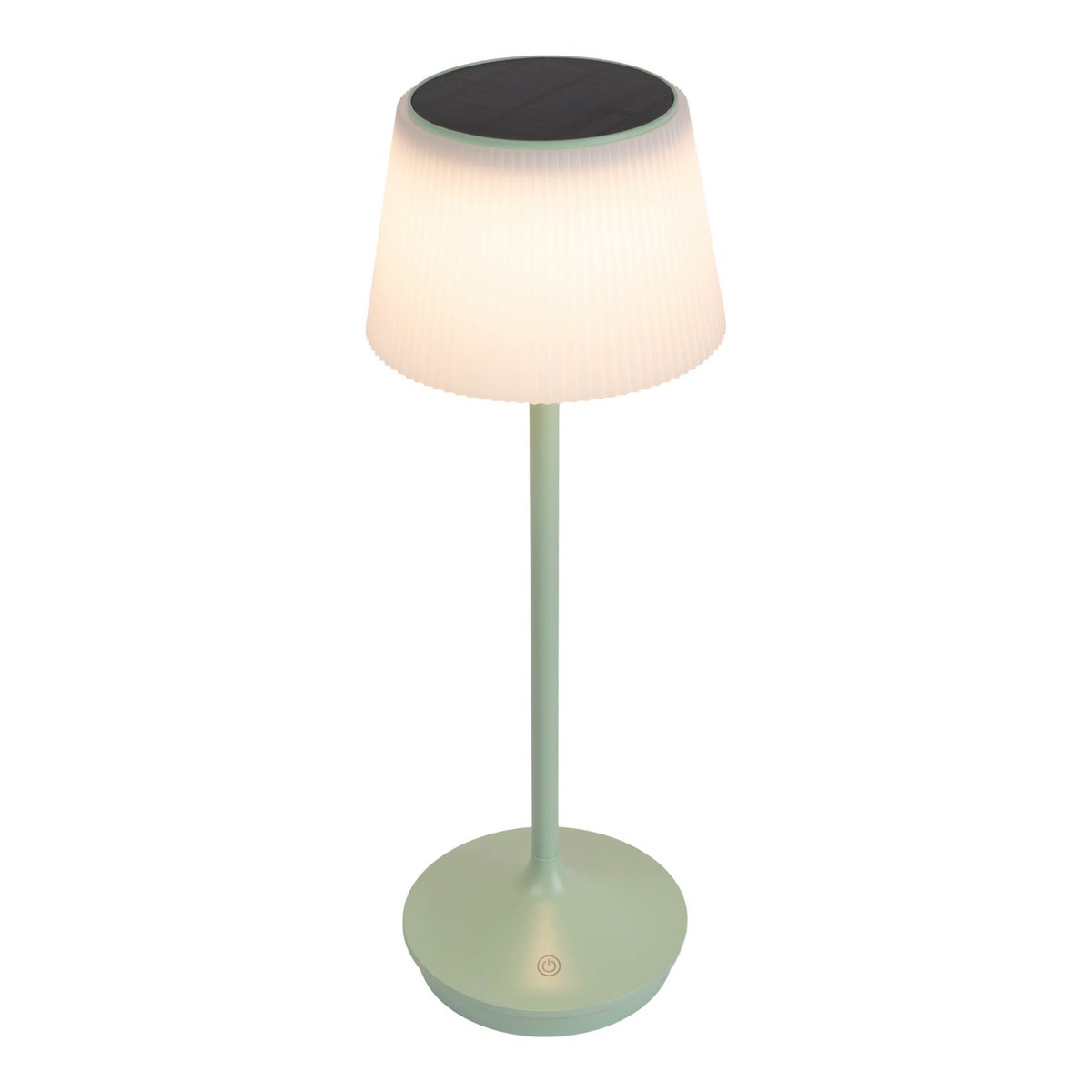 Solar battery lamp "Emmi" 38 cm high, umbrella Ø 13 cm, metal in MINT and white plastic, for the outdoor area, dimmable CCT.