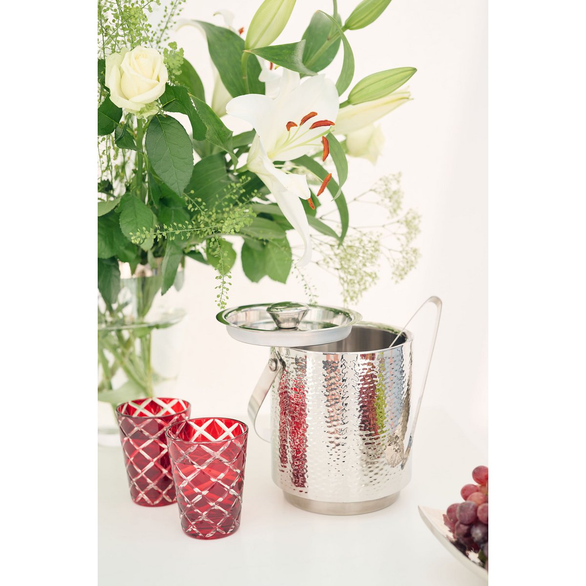 EDZARD set of 6 crystal glasses Dio, red, hand-cut glass, height 10 cm, capacity 0.23 liters