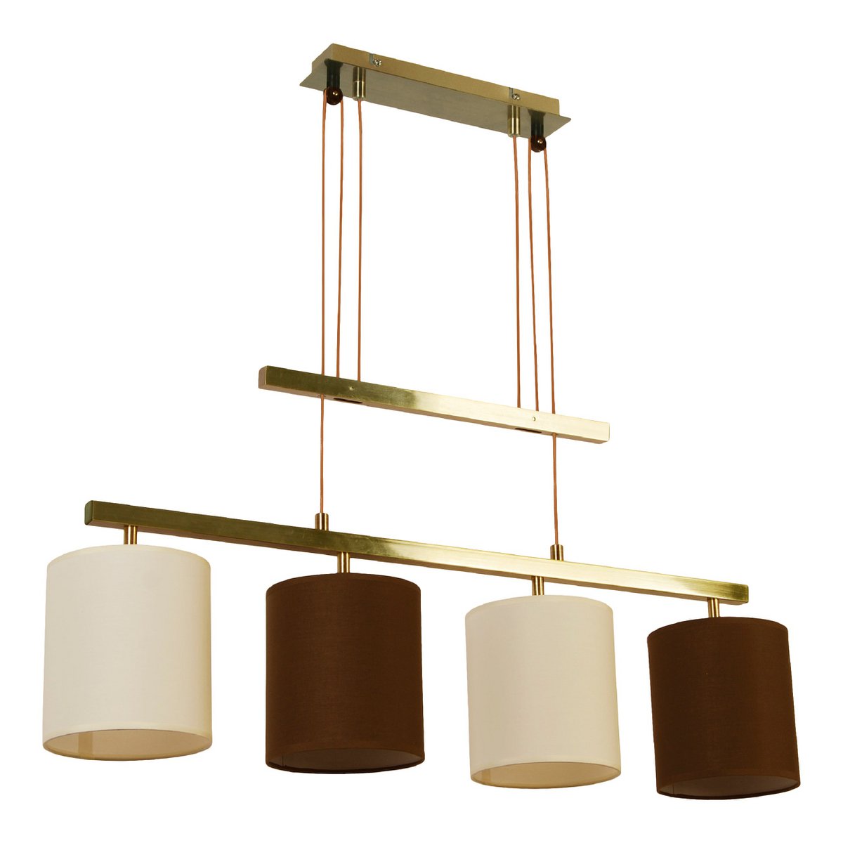 4 pendant lamp "Tilde", classic metal pendulum lamp in brown and beige, with E27 versions, pendant lamp height adjustable and 86 cm long, ideal as dining room light