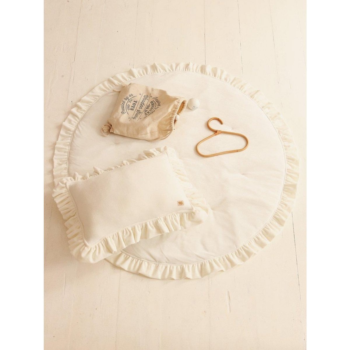 Soft Velvet Pillow with Frill “White”