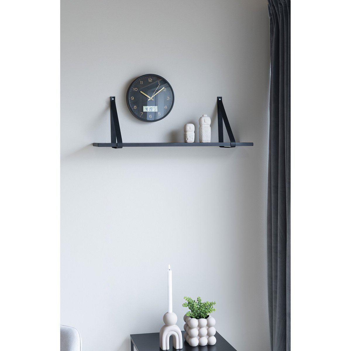 Amiens Wall Clock - Black, Plastic, Glass, LCD, Ø25cm