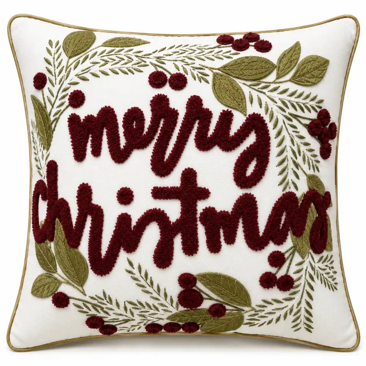 Embroidered Christmas Text – Cushion Cover / Kussenhoes – Christmas 45×45 cm – Urbane Hide