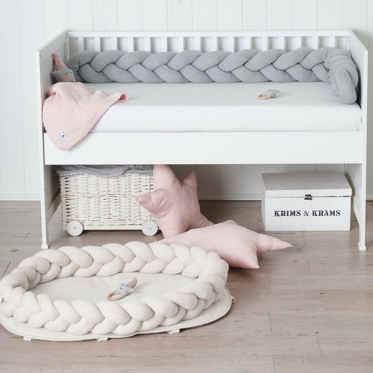 Flätat babynest 3-i-1 elfenbensvitt
