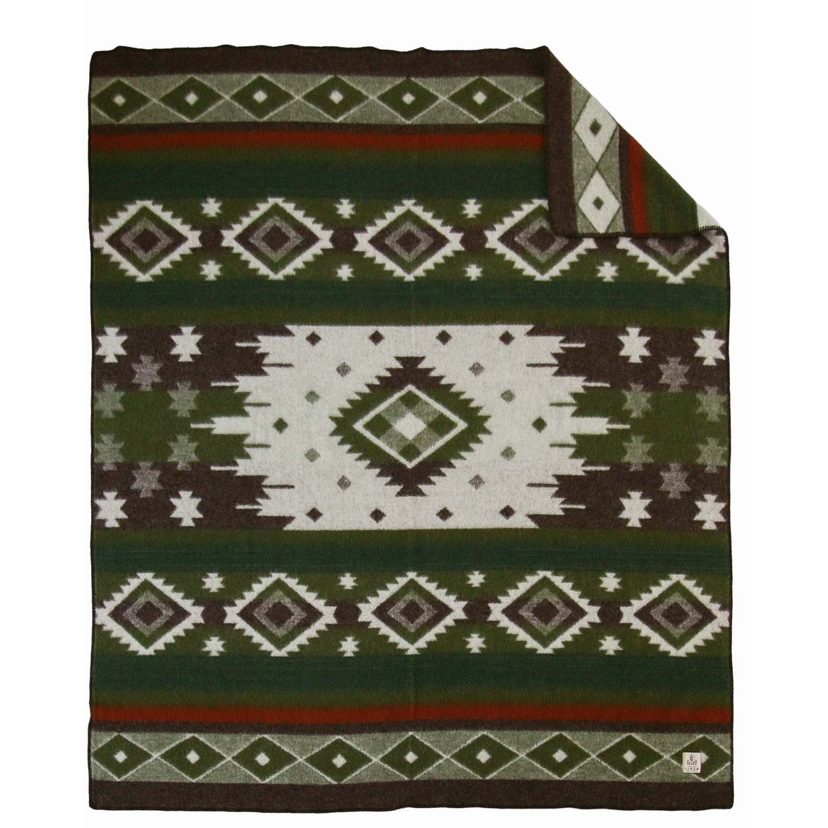 Wool bed Blanket TRIBE - double - green