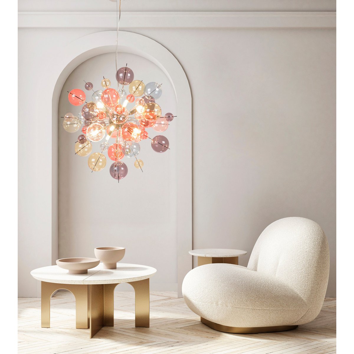 Pendant lamp "explosion" pastel colors