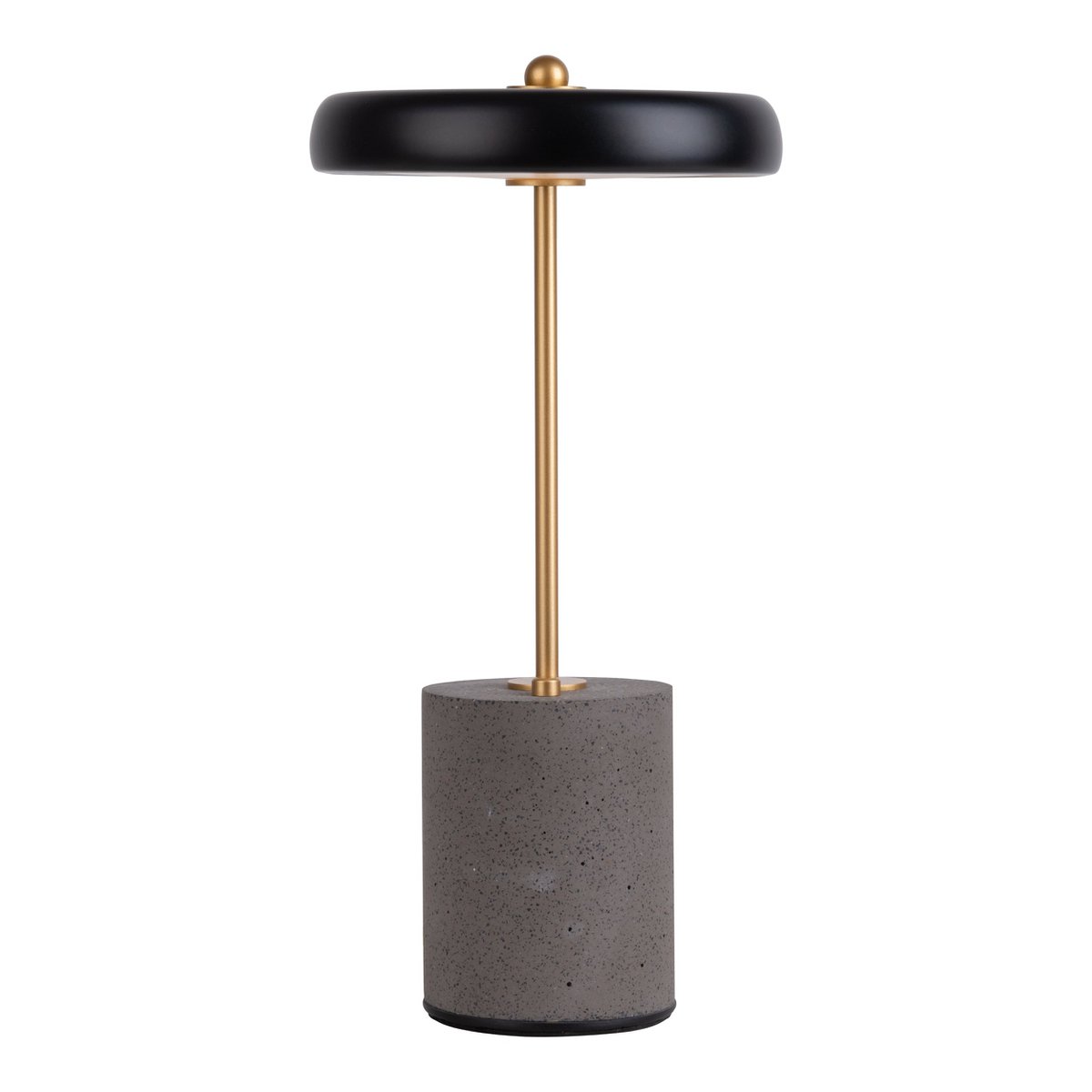 Akku Tischleuchte "SETA" schwarz 30 cm hoch aus Metall und Beton, mit fest verbauter LED