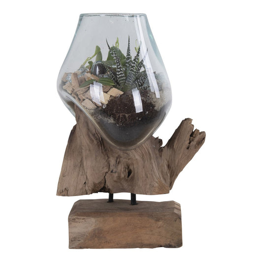 San Marino Waterdrop - Natural, Teakwood/Glass/Steel, 18x15x25 cm