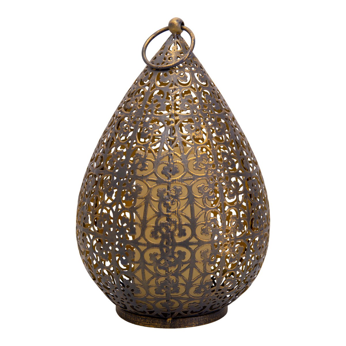 LED decol light 27.8 cm high in antique gold, for outside, made of metal and plastic, with integrated LED