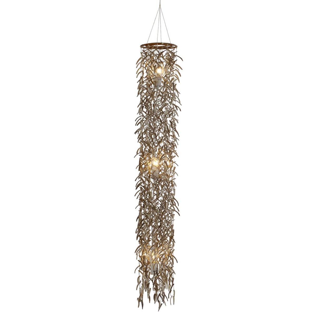 Pendant lamp "coconut" 180 cm high, made of wood and coconut shells, beige/brown, E27 socket, lighting for living room, dining room or winter garden.