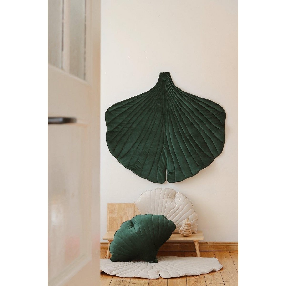 “Green” Velvet Ginkgo Leaf Pillow