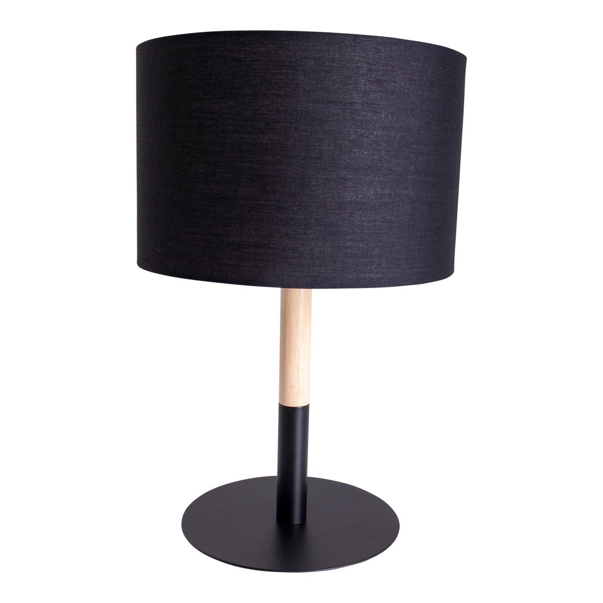 Textil-Tischleuchte "TESSILE", Tischlampe aus Metall, Textil und Gummibaumholz in Schwarz,/Natur, mit E14-Fassung, für Esszimmer, Wohnzimmer, Diele oder Büro, 37 cm hoch