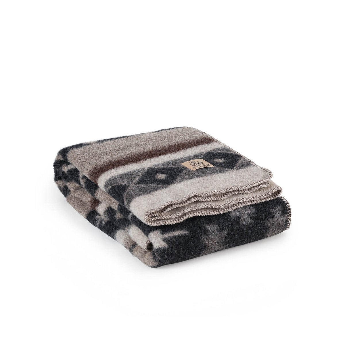 Wool bed Blanket TRIBE - single - beige