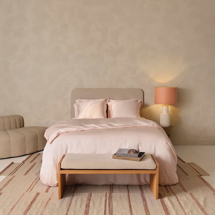 TENCEL™ Sateen Duvet Cover Peach White