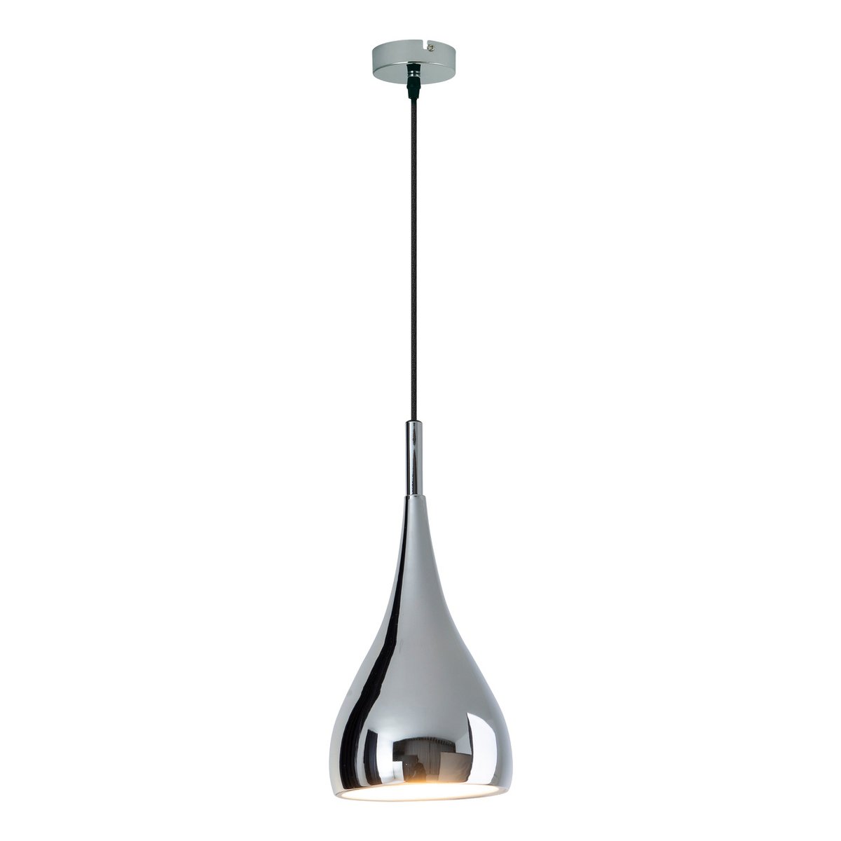 Pendant lamp "Style", retro classic, pendant lamp made of chrome-gloss metal with E27 socket, umbrella Ø15 cm, ideal for dining room, living room and kitchen.