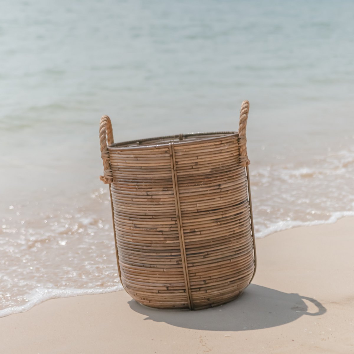 Rattan Laundry Basket Round – Rattan Plant Basket – Large Boho Basket – Decorative Hamper Handmade from Rattan (2 sizes Ø 35/40 cm) OTERE