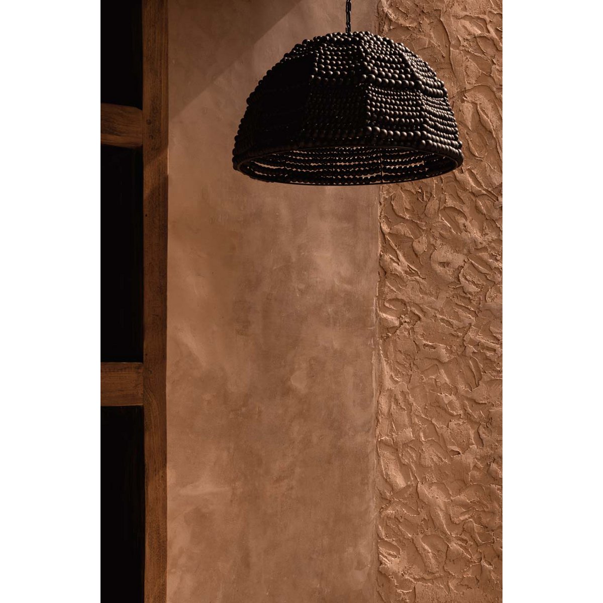 The Wooden Bead Dome Pendant - Black