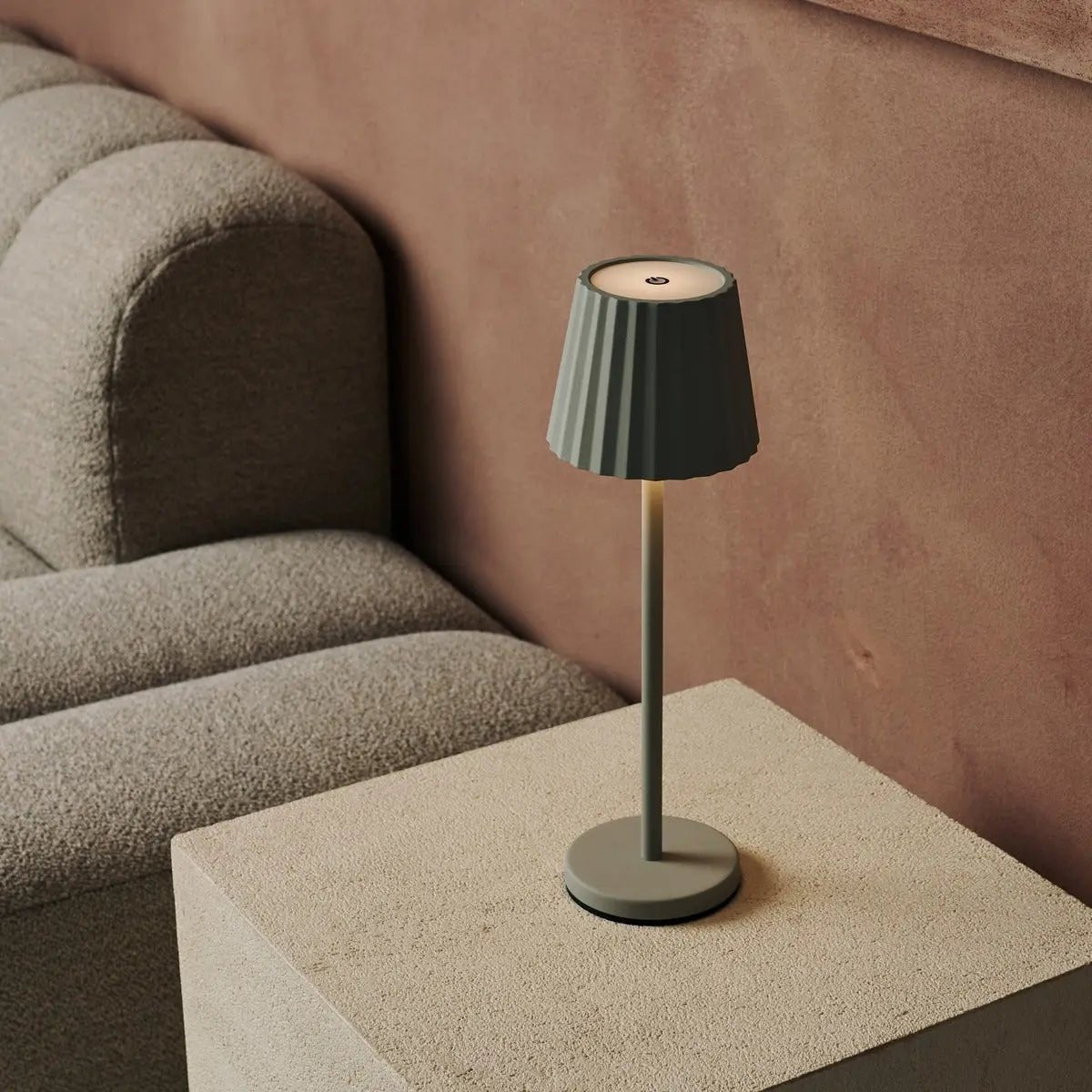 Maya Shadow Grey Ribbed Table Lamp