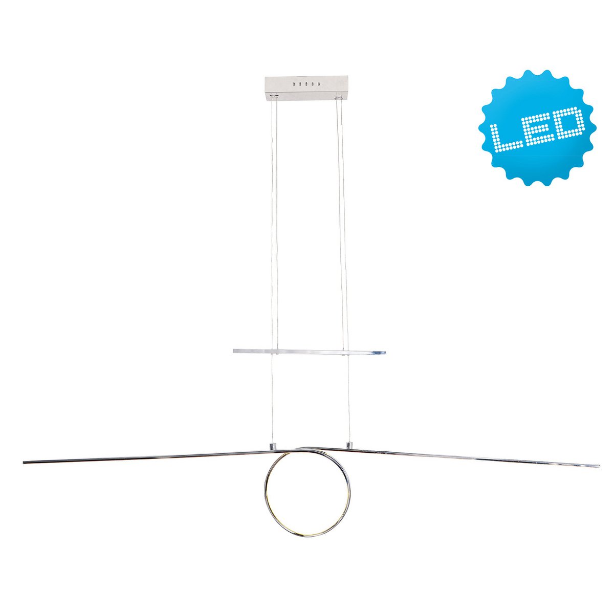 Metal LED in silver LED pendant lamp, with integrated LED pendulum inside