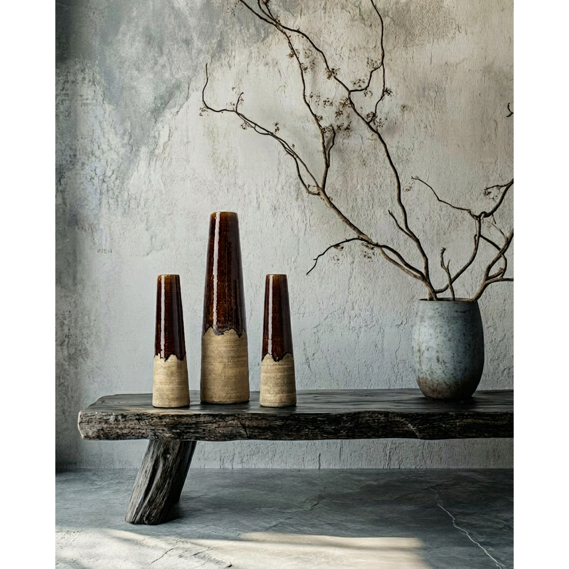 The Amber Cone Vase - Concrete Brown - M