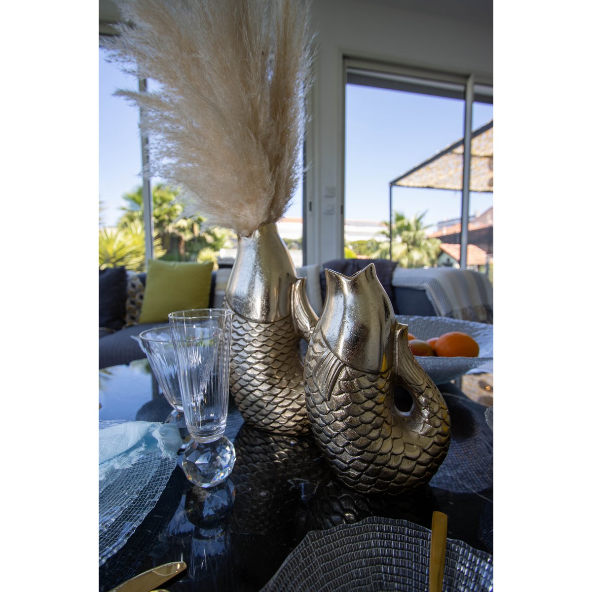 Golden fish vase 16x10x24.5cm