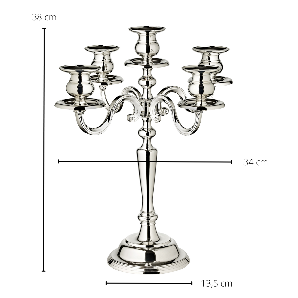 EDZARD candle holder Regina, 5-flame, height 37 cm, noble silver-plated, tarnish-resistant