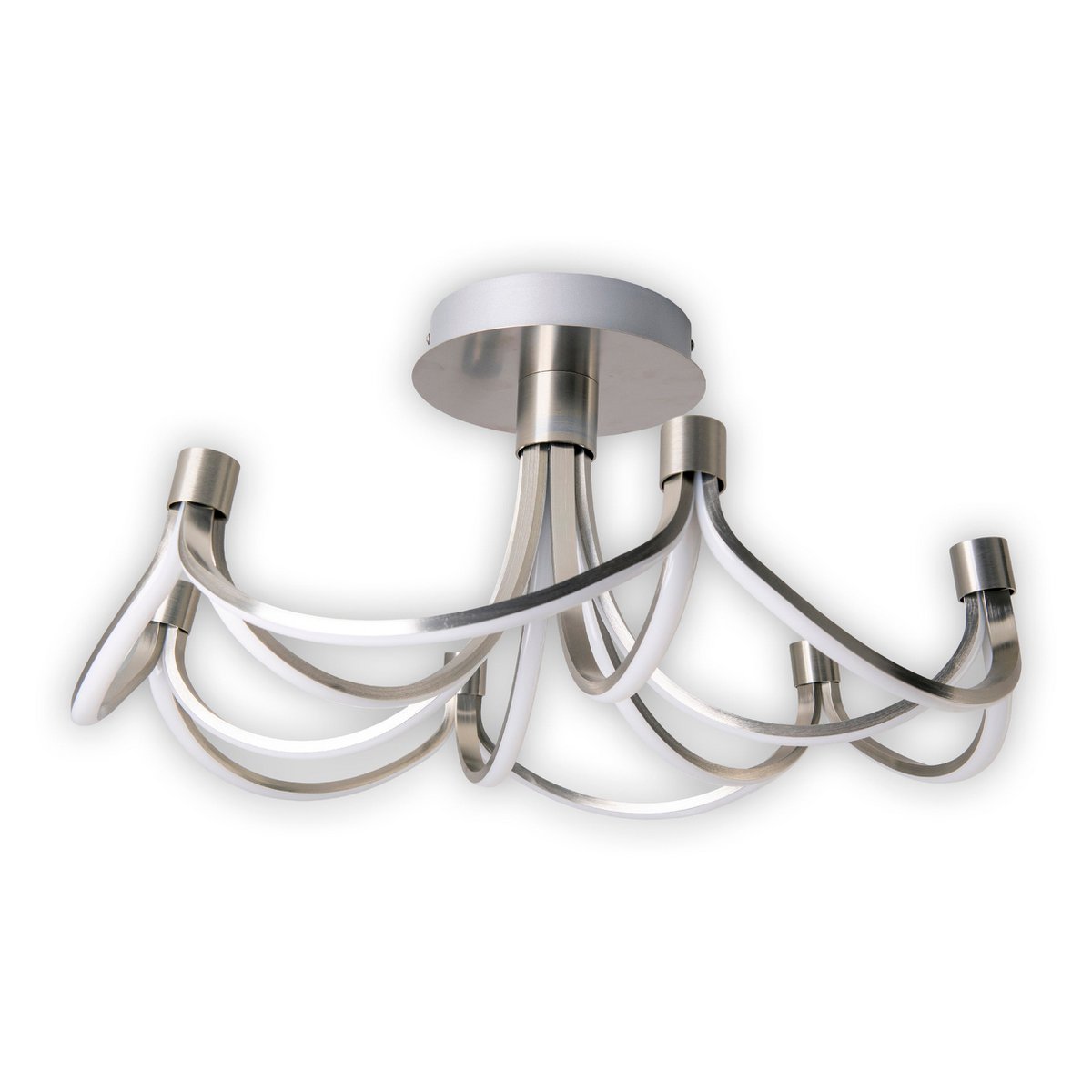 LED-taklampa "Festival" Ø 60cm, metall nickel matt och plast, fast inbyggda LED, belysning för vardagsrum, matsal, kontor eller hall