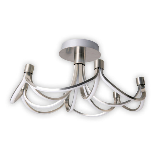 LED-taklampa "Festival" Ø 60cm, metall nickel matt och plast, fast inbyggda LED, belysning för vardagsrum, matsal, kontor eller hall