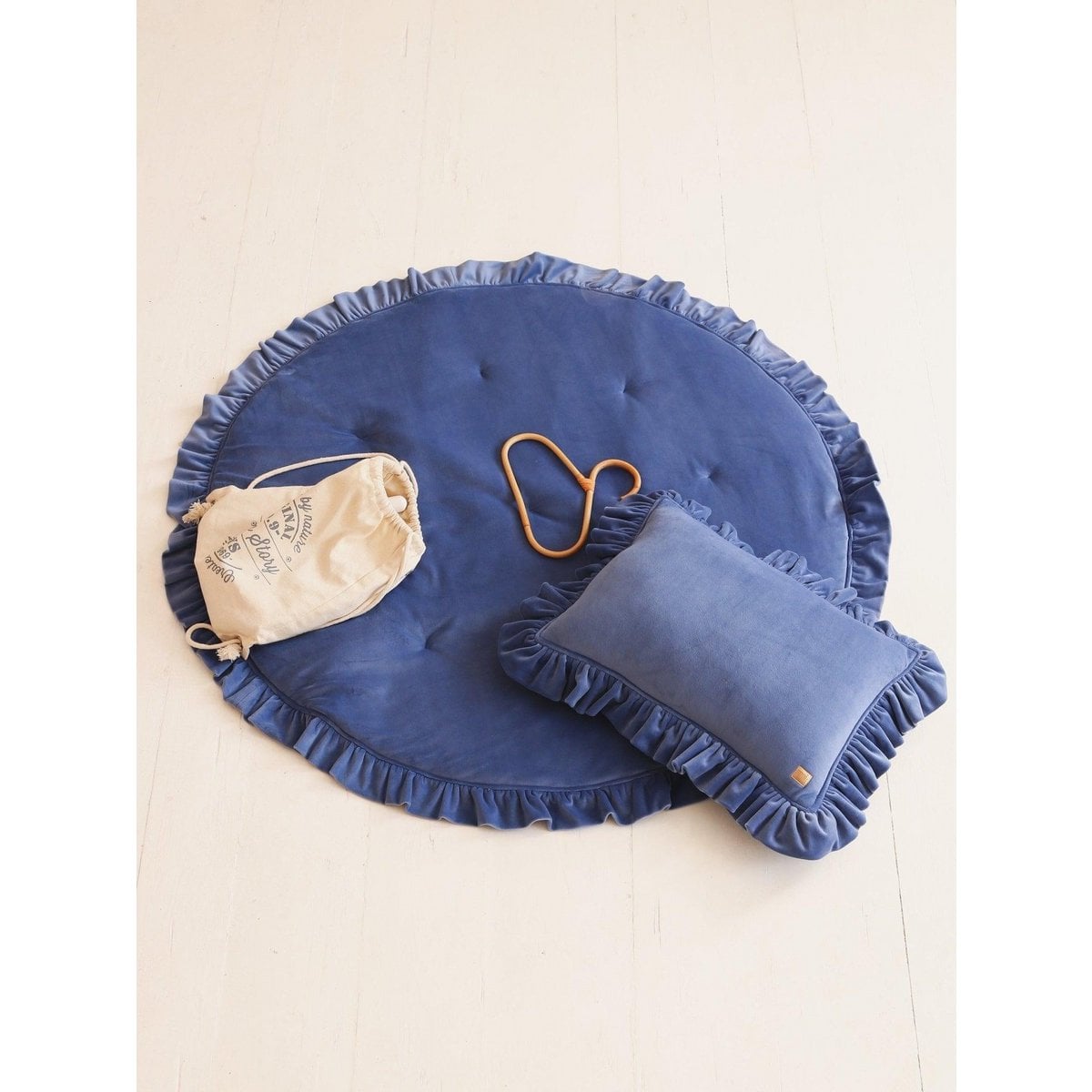 Soft Velvet Pillow with Frill “Sapphire”