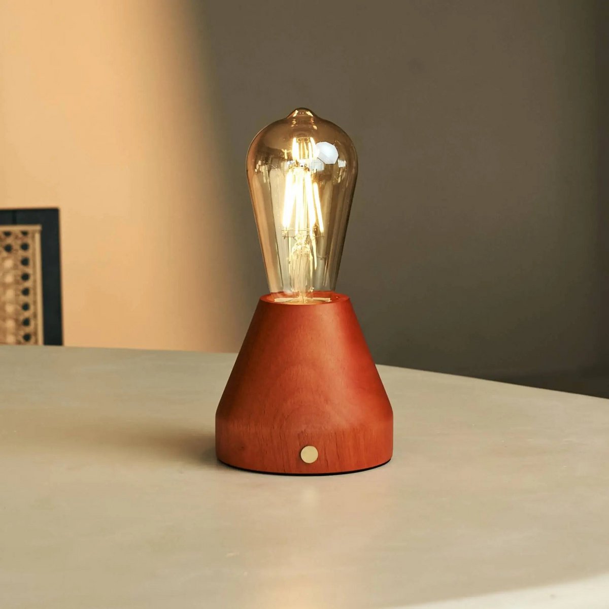 Zavi Chestnut Brown Rechargeable Table Lamp