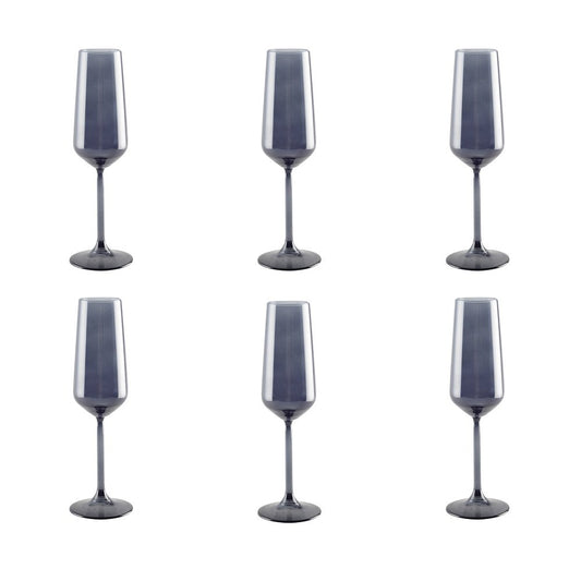 Black champagne flutes - set of 6