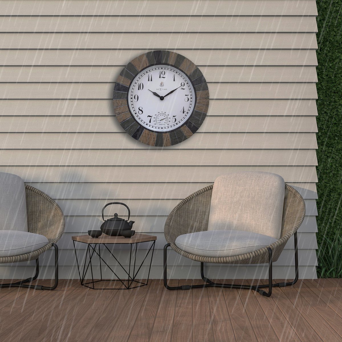 Weatherproof Outdoor clock - with thermometer - 43.5 cm - Polyresin - Aster Large
