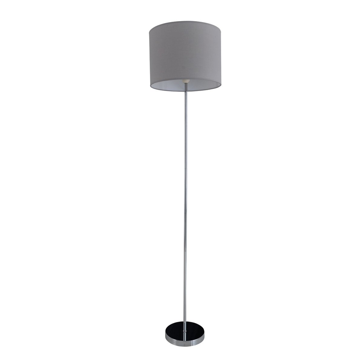 Golvlampa "New York", klassisk golvlampa i metall med textspridare i grått, med E27-sockel, 160 cm hög, perfekt för vardagsrum, matsal, hall och kontor