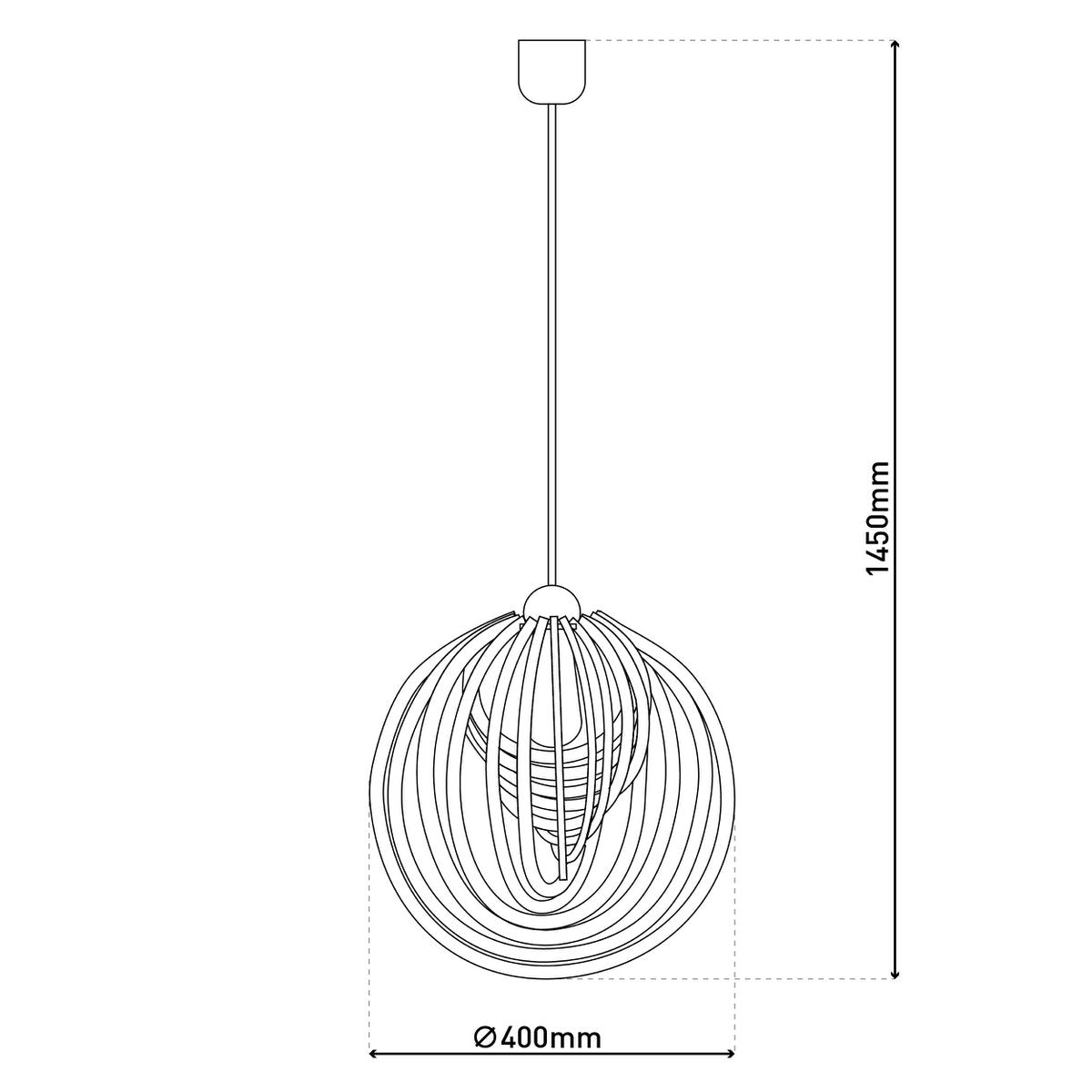 Pendant lamp "Armella" Ø 40 cm, 1x E27 (not included) made of wood and plastic, for eating rooms, living room, office, children's room