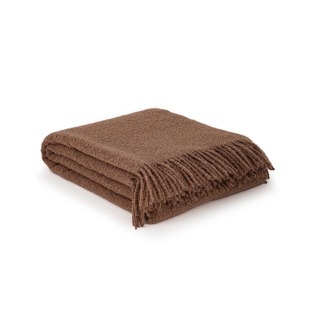Wool bouclé throw blanket PARIS brown