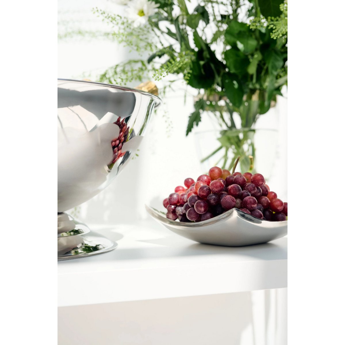 Dallas bowl (19 x 19 cm) square, highly polished stainless steel, decorative bowl, fruit bowl