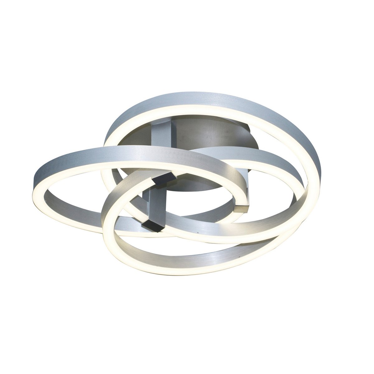 Smart Home LED ceiling light "Divora" Ø 58cm, ceiling lamp made of metal, aluminum brushed and white plastic, with many functions, firmly built -in LEDs, lighting for living room, dining room office or hallway
