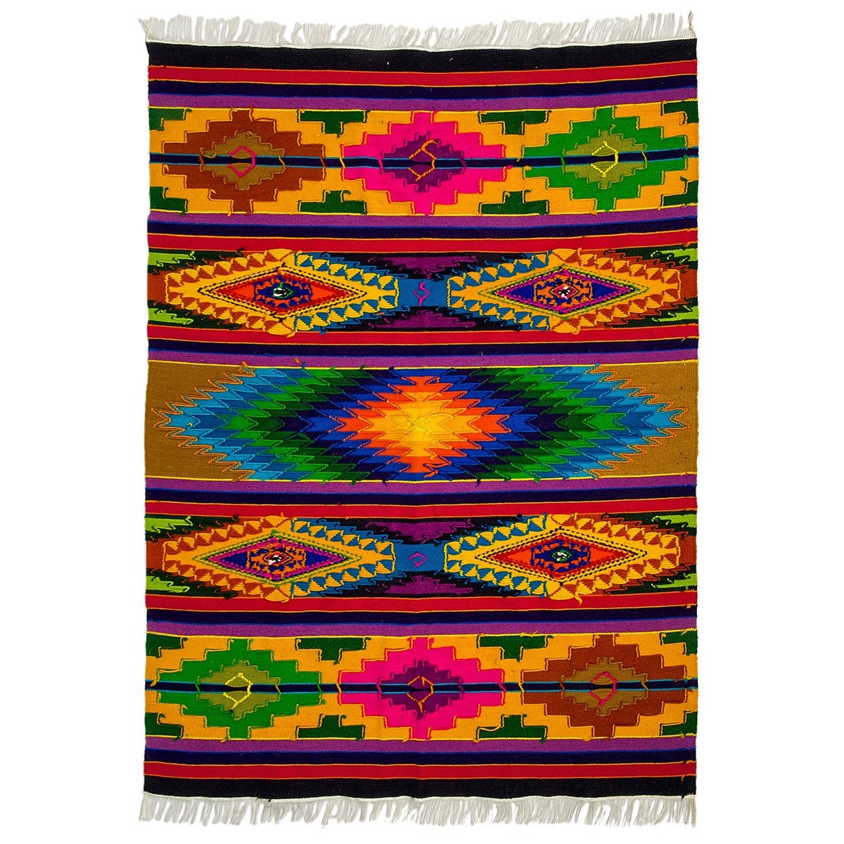 Wool Rug Aztec - Southwestern - Ethnic Design - Multicolor Rug - Midsize rug