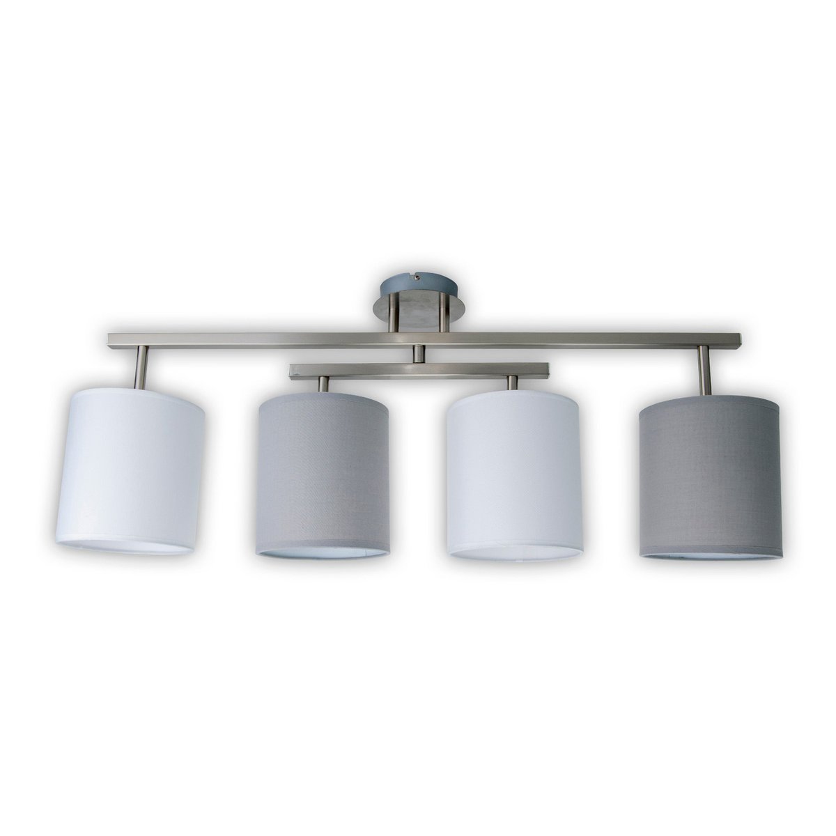 4 taklampa "Tilde", klassisk taklampa i metall och textil i grått med E27-sockel, 82 cm lång, skärmarna är justerbara, perfekt för vardagsrum, matsal och sovrum
