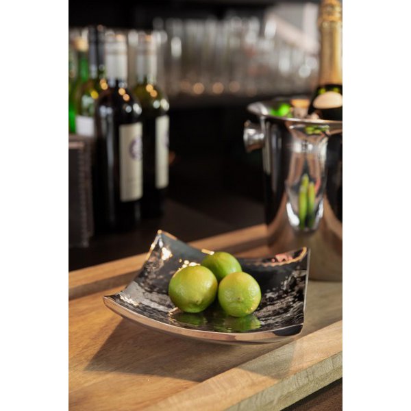 EDZARD bowl decorative bowl Dallas, stainless steel hammered high gloss polished, 19 x 19 cm